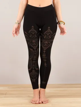 Leggins largos estampados Rinji Zohraa, Negro