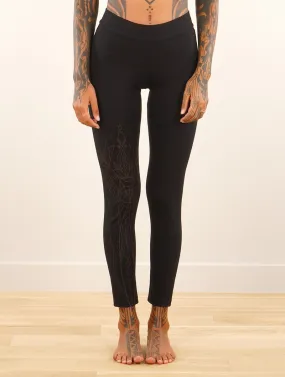 Leggins largos estampados Sacred Egyptian Beetle, Negro